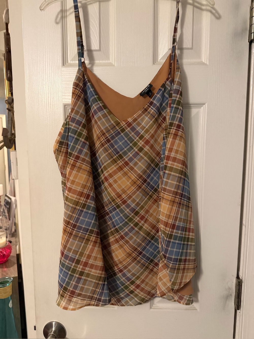 torrid Plaid Spaghetti-Strap Cami in Blue, Tan, Green, Rust